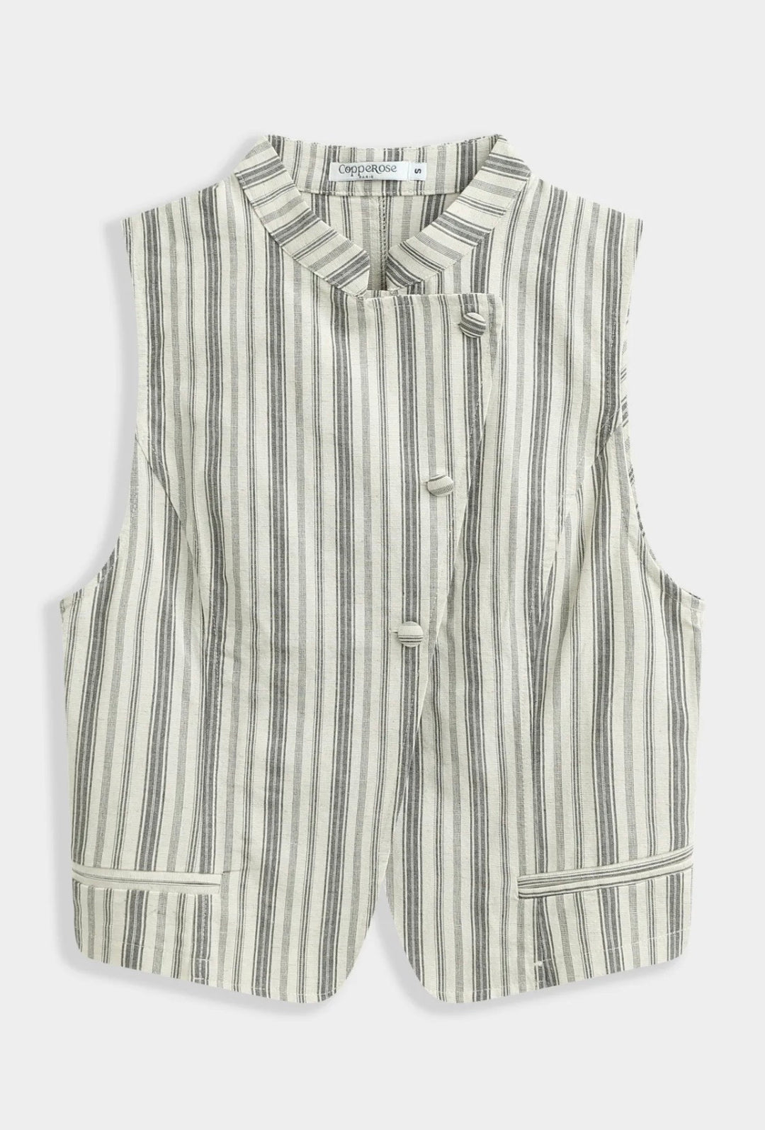 Ensemble gilet asymétrique et pantalon large en lin